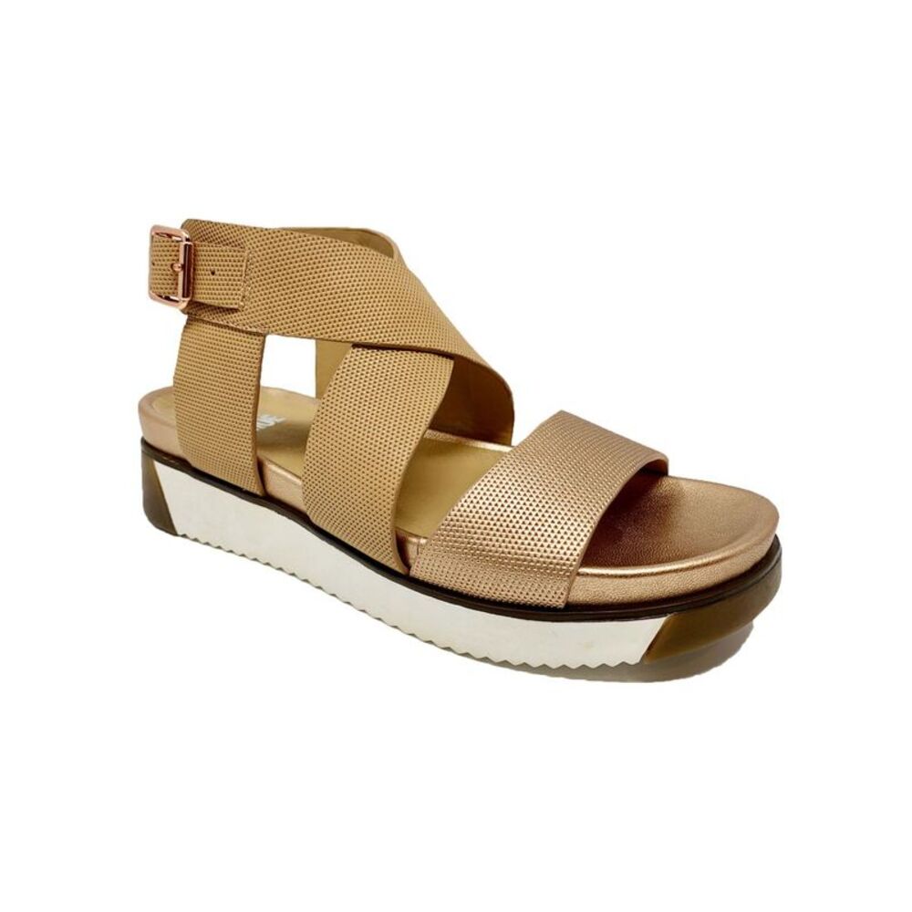 JANE AND THE SHOE Womens Brown Rose Gold Harper Wedge Slingback Sandal 8.5 M